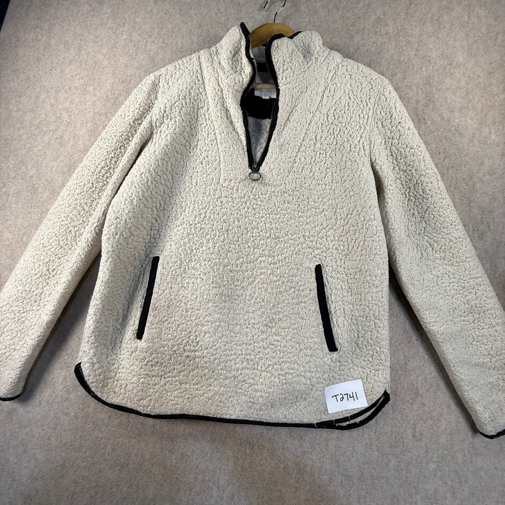 Thread & Supply Cream Sherpa Fleece Quarter Zip Pullover Sweatshirt Womens XS